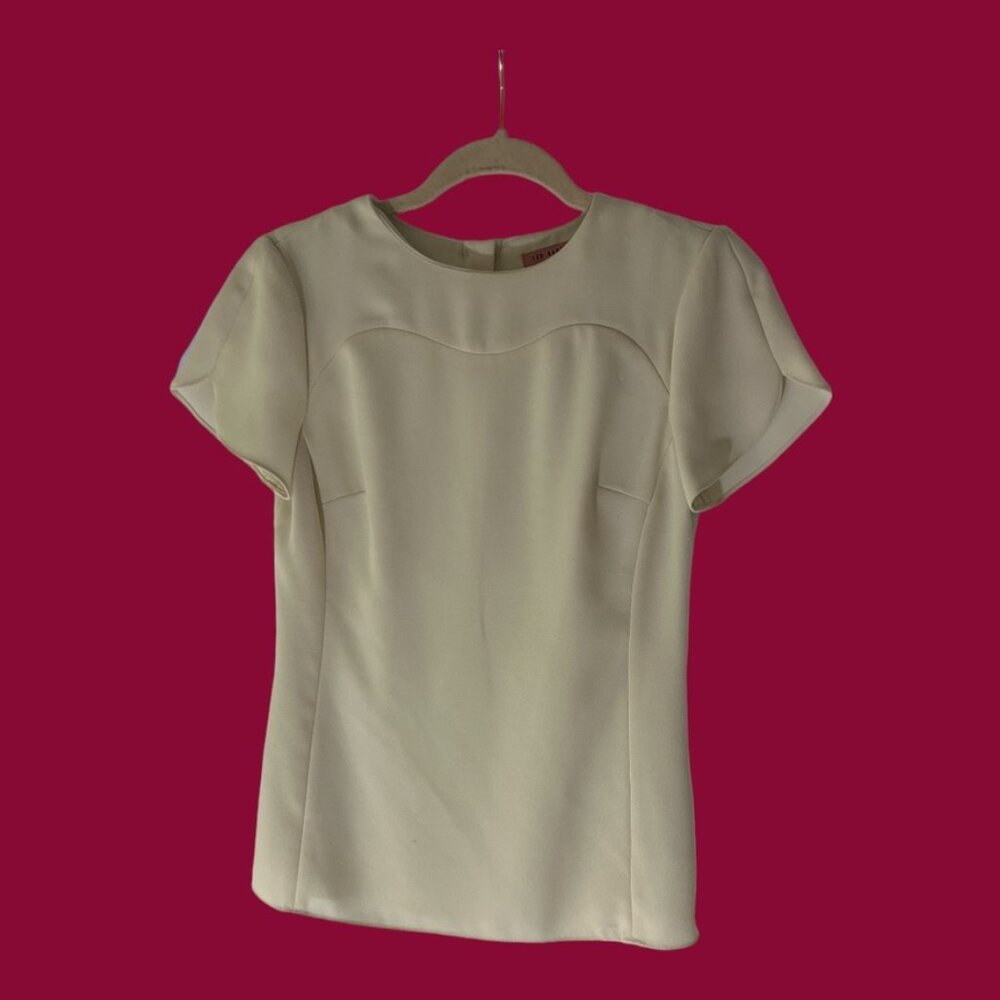 TED  Baker Career Blouse Short Sleeve Slim Fit,Cream Sx0